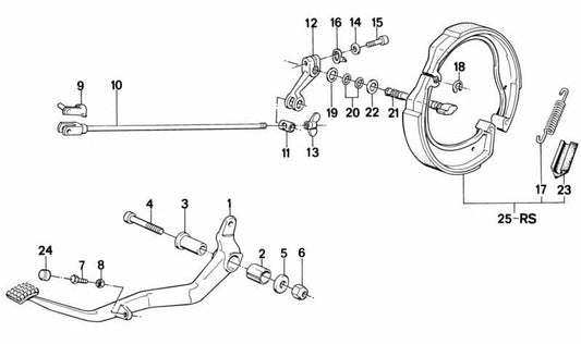 Perno OEM 07129934955 para BMW Motorrad R50. Pieza original BMW para el sistema de freno trasero (tambores). Ideal para mantenimiento o sustitución precisa. 100% compatible.
