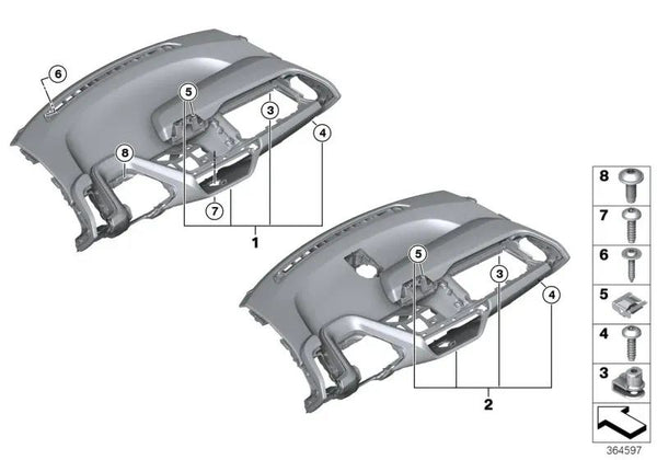 Revestimiento cuadro de instrumentos izquierdo OEM 51459282685 para BMW i3 (I01, I01 LCI) 60Ah, 94Ah, 120Ah. Color Carumgrau. Original BMW.