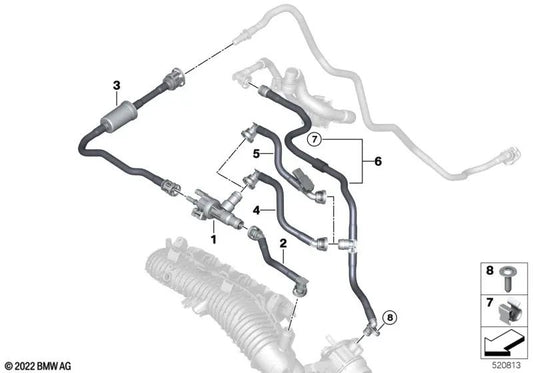 Linha de ventilação do depósito para BMW Series 2 U06, X1 U11, U12 (OEM 13909487535). BMW original