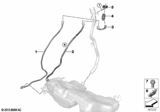Tubo di ventilazione per BMW 3 F30N (OEM 16117393383). BMW originale.