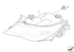 Rechter Bi-Xenon-Scheinwerfer OEM 63127165980 für BMW 6er E63, E64. Original BMW.
