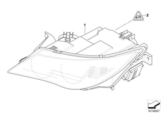 Linker Bi-Xenon-Scheinwerfer OEM 63127165983 für BMW 6er E63, E64 (2002-2010). Original BMW.