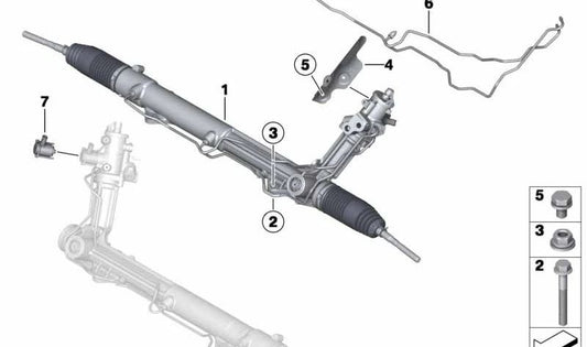 OEM 32106779624 steering pipe kit for BMW X5 E70, E70N and BMW X6 E71. Original BMW.