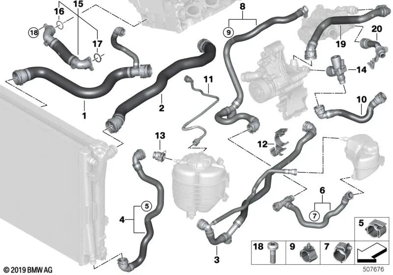 Kältemittel -Kühlerrohr für BMW G42, G20, G20N, G21, G21N, G28, G28N, G22, G23, G26 (OEM 17125A44476). Original BMW