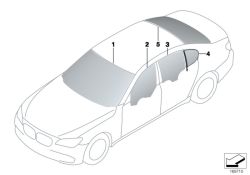 Green rear window for BMW F01, F01N, F02, F02N, F04 (OEM 51317275554). Genuine BMW