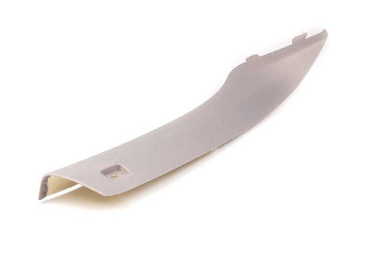 Tapa interior pilar A derecha OEM 51437124772 para BMW E90, E91. Color gris. Pieza original BMW.