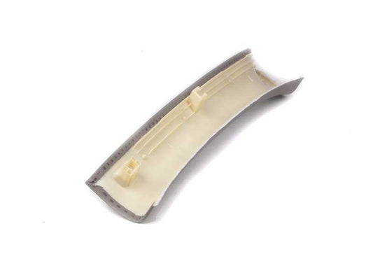 Tapa interior pilar A derecha OEM 51437124772 para BMW E90, E91. Color gris. Pieza original BMW.