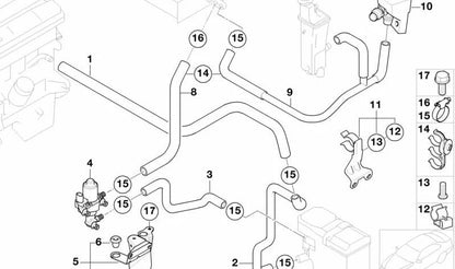 Water valve for BMW 5 Series E60, E61, 6 Series E63, X5 E53 (OEM 64118379921). Original BMW