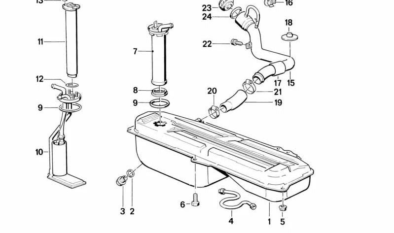 Bomba de gasolina con unidad de aspiración OEM 16141179415 para BMW E30. Original BMW.