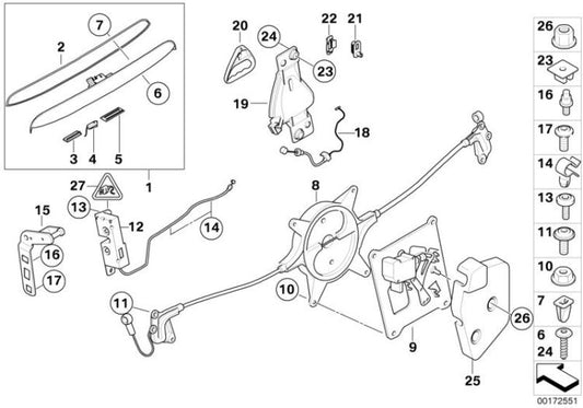Degrau de fechamento esquerdo OEM 51247111467 para MINI Cabrio R52, Cooper, Cooper S, One. MINI originais.