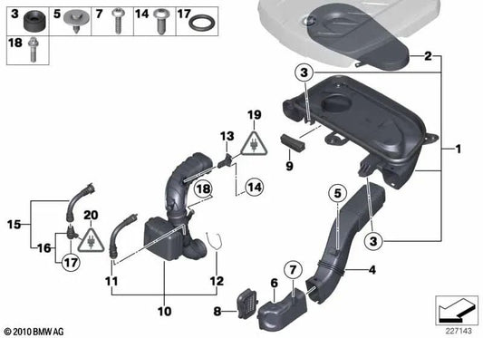 Tube d'air propre pour la série BMW 5 F10, F11 (OEM 13718509816). BMW d'origine