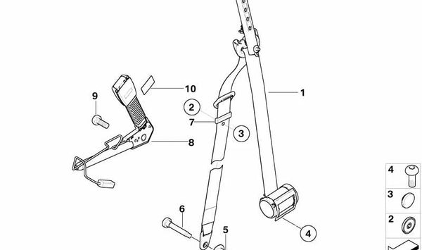 Cinturón de seguridad delantero izquierdo con limitador de fuerza OEM 72117118133 para MINI R50, R53, R5 (años 2000 en adelante). Original MINI.
