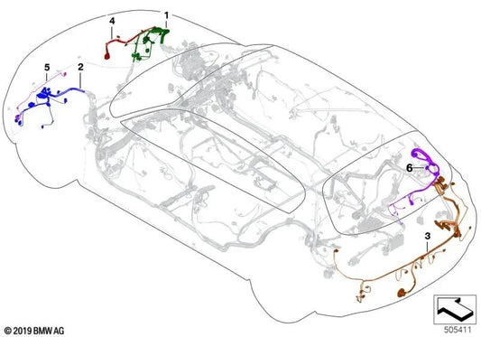 Câble de réparation avant droit pour BMW F20, F21, F52 (OEM 61129313072). BMW d'origine