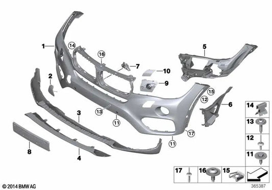 Primed front bumper trim for BMW F16 (OEM 51117422896). Original BMW.