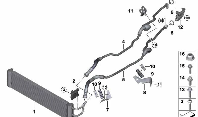 Tubo de aceite del cambio automático OEM 17229504800 para BMW F90 M5, F91 M8, F92 M8, F93 M8. Compatible con modelos con motor S63M y cambio automático. Original BMW.