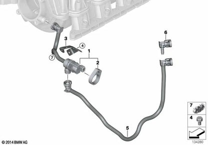 Tank breather line for BMW E60, E61, E63, E64 (OEM 13907524178). Original BMW