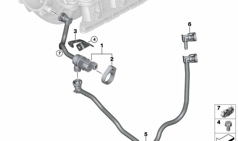 Tanklüftungsventil mit Rohr für BMW E84, E83N, E85, E86, E89 (OEM 13907618647). Original BMW