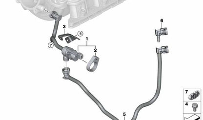 Tanklüftungsventil mit Rohr für BMW E84, E83N, E85, E86, E89 (OEM 13907618647). Original BMW