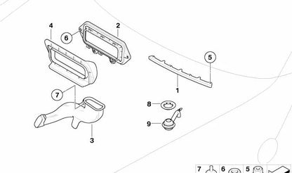 Marco embellecedor para salidas de aire OEM 64116932636 para BMW Z4 E85, E86. Original BMW.