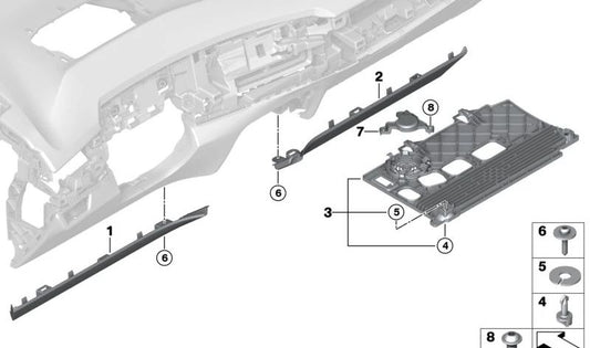 Cubierta inferior salpicadero lado conductor OEM 51459891095 para BMW Serie 2 Active Tourer U06 y Serie 2 Gran Tourer U11. Original BMW.