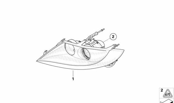 Faro delantero izquierdo cromado OEM 63127165687 para BMW Z4 E85, E86. Original BMW.