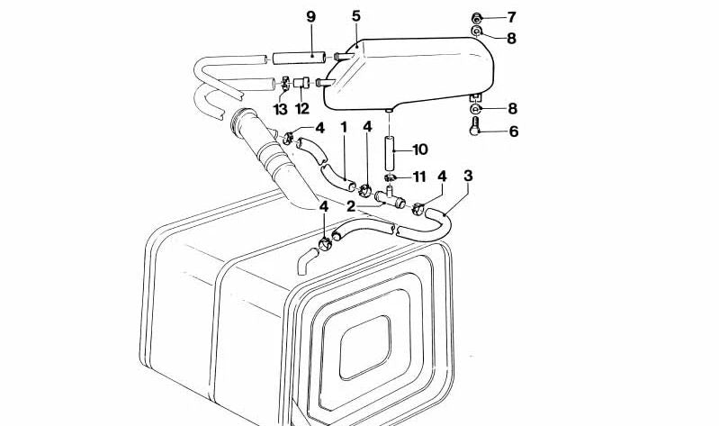 Tubo de combustible OEM 16122161109 para BMW E31, E32, E34. Original BMW.