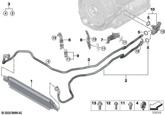 Refrigerador de óleo de transmissão para série BMW 3 G20, G21, G28 e 4 G22, G23, G26 (OEM 17219429794). BMW original