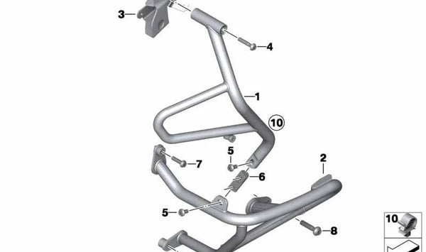 Estribo de protección de motor izquierdo OEM 77148565801 para motos BMW R 1200 GS Adventure, R 1250 GS Adventure. Original BMW Motorrad.