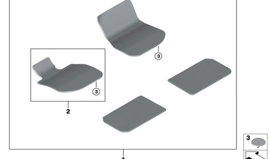 Conjunto de tapetes para BMW Série U06 2, Série U11 X1, Série U10 X2 e MINI U25 (OEM 51475A498E9). BMW original