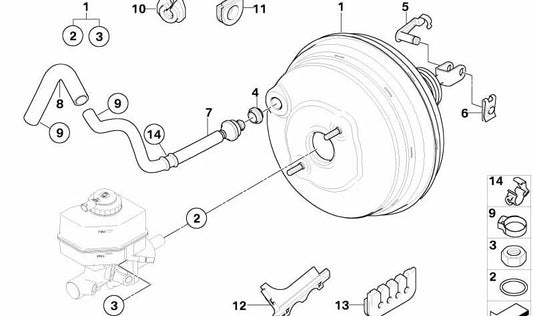 Manguito de freno OEM 34333403249 para BMW X3 E83, E83N. Tubo de vacío para el servofreno. Original BMW.