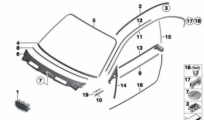 Embellecedor derecho del pilar B OEM 51377164946 para BMW E81, E82, E87, E88. Original BMW.