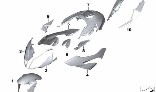 Pieza lateral trasera derecha Ocean-Blue OEM 46627718326 para BMW Motorrad S 1000 XR (K49). Original BMW Motorrad.