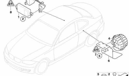 Soporte sensor interior alarma OEM 65759120923 para BMW E88 118d y 118i (todos los modelos compatibles del 01/2008 al 10/2013). Original BMW.