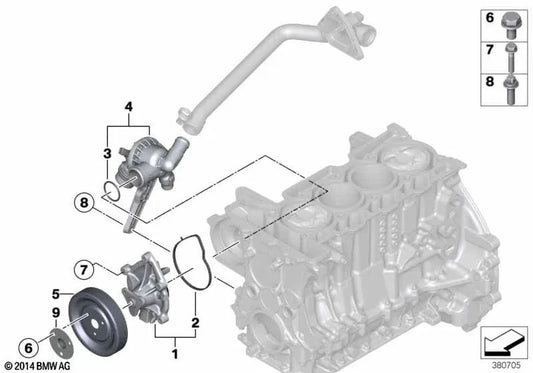 Coolant Pump Drive Wheel Cover for BMW F20, F21, F30, F31, F35 (OEM 11518630448). Original BMW