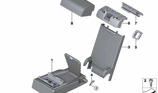 Mando de ajuste respaldo central OEM 52207353146 para BMW F15, F85, F16, F86. Original BMW.