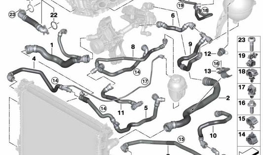 Module de gestion thermique OEM 1712948196 pour BMW G05, G18, G30, G11, G12. BMW d'origine.