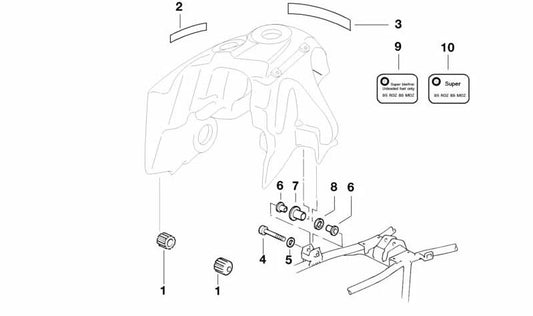 Soporte de goma OEM 16112313045 para motos BMW R1100GS, R1150GS, R850RT, R1150RT, R1100RS, R1100RT… y más. Original BMW Motorrad.