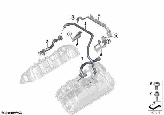 Breather pipe for BMW X5 G05, X6 G06, X7 G07 (OEM 11158698823). Original BMW