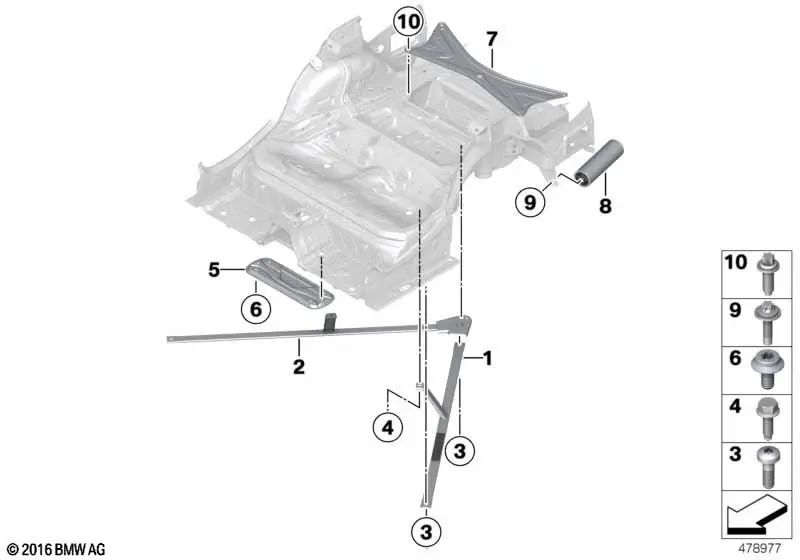Right rear shock absorber for BMW 3 Series F31, F34 and 4 Series F36 (OEM 51617351584). Original BMW