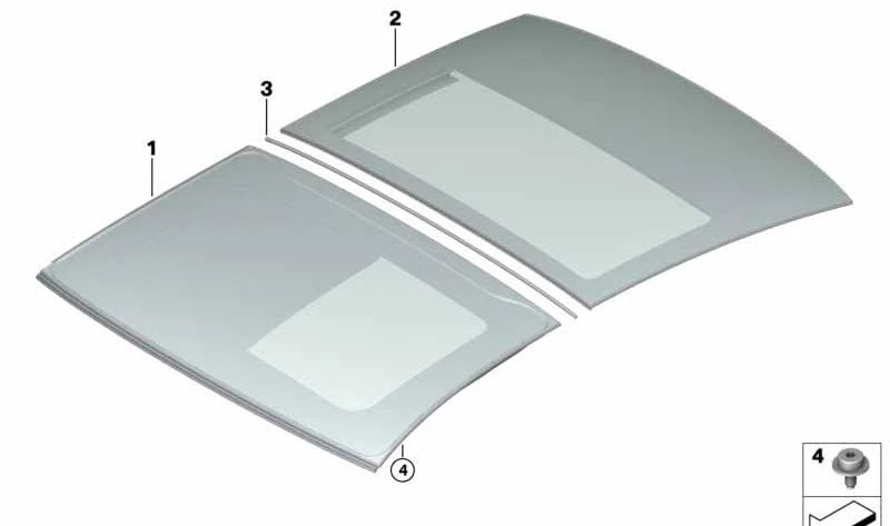 OEM 54108495822 Couvercle en verre de toit solaire pour la série BMW 8 G16. BMW d'origine.
