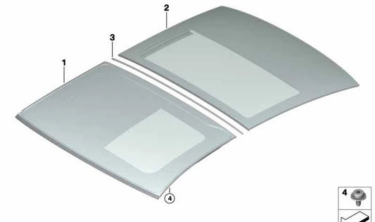 Junta de estanqueidad OEM 54108495821 para BMW G16 {840d xDrive, 840i, 840i xDrive, M850i xDrive, ALPINA B8} con techo panorámico. Original BMW.