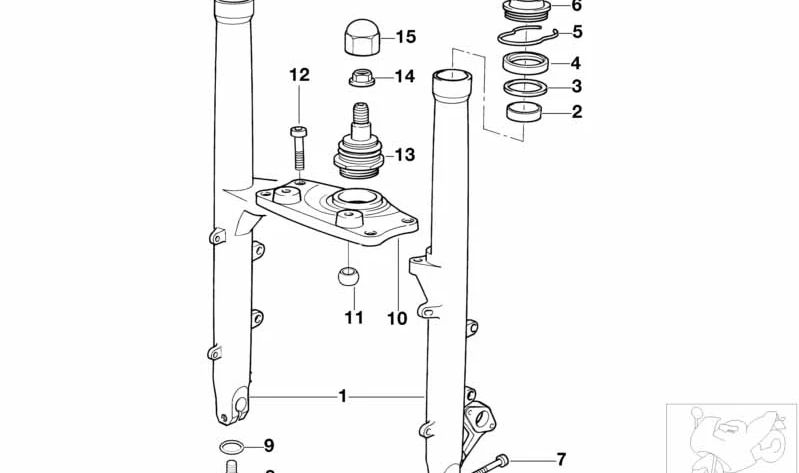 Soporte inferior de horquilla OEM 31427671581 para BMW Motorrad K 1200 LT (KK58) 2004–2009. Original BMW Motorrad.