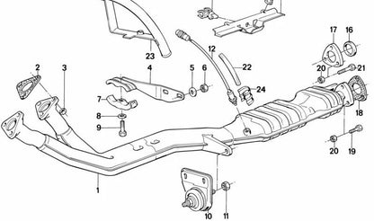 Soporte OEM 11761706297 para BMW E28 (535i, M535i) y E24 (635CSi). Pieza original BMW para sistema de escape con catalizador. Ideal para reemplazo o restauración. Original BMW.