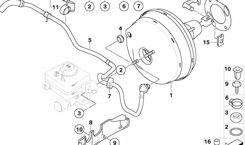 Tubo de vacío OEM 34337577300 para BMW E60, E61, E63, E64. Original BMW.