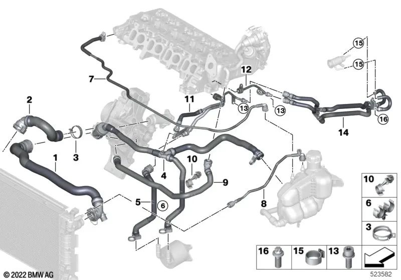 Tubo do módulo de dosagem de SCR para BMW F40, F44, F45N, F46N, F48, F48N, F39 (OEM 17128580511). BMW original