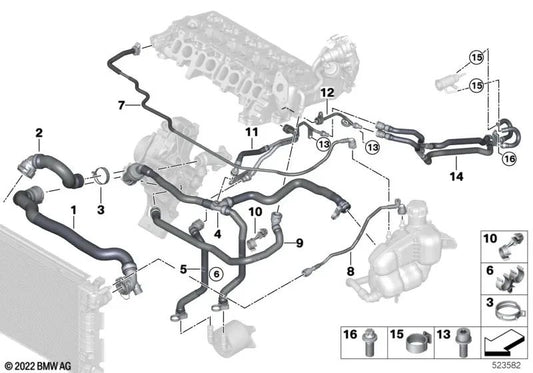 Tubo do módulo de dosagem de SCR para BMW F40, F44, F45N, F46N, F48, F48N, F39 (OEM 17128580511). BMW original