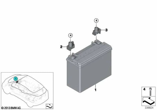 Adaptador de bateria positivo do polo para BMW I I01, I01N, I12 (OEM 61217625242). BMW original