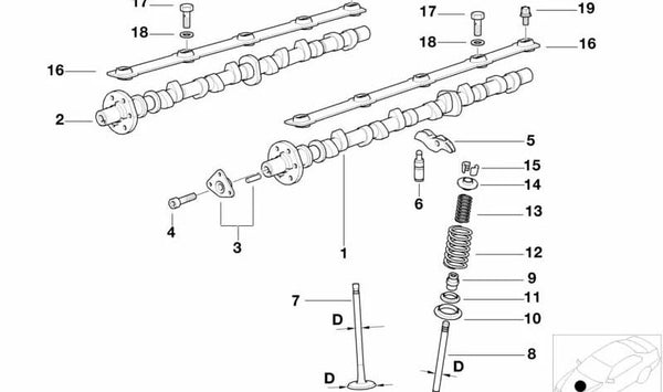 Árbol de levas OEM 11311702459 para BMW E38, E31. Original BMW.