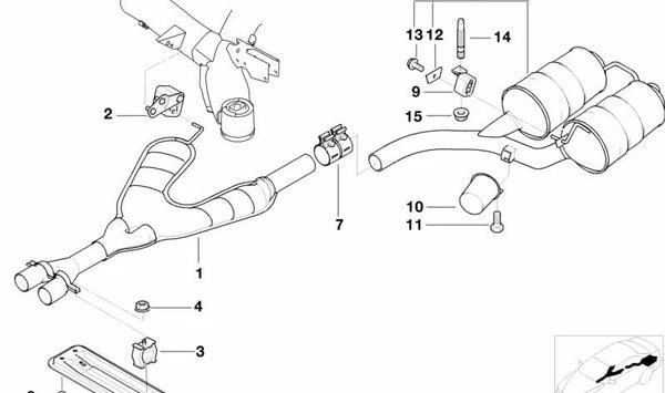 Silenciador intermedio OEM 18101440366 para BMW E39. Original BMW.