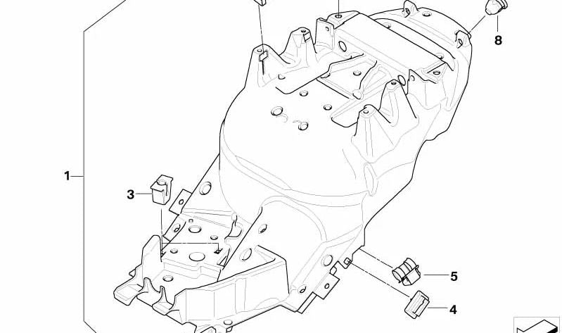 Portaequipajes trasero OEM 52537691463 para motos BMW R1200S, HP2 Sport. Original BMW Motorrad.